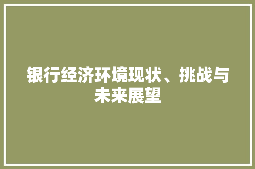 银行经济环境现状、挑战与未来展望 银行经济环境现状、挑战与未来展望