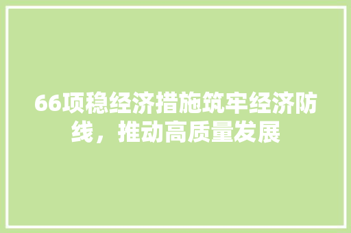 66项稳经济措施筑牢经济防线,推动高质量发展 66项稳经济措施筑牢经济防线,推动高质量发展