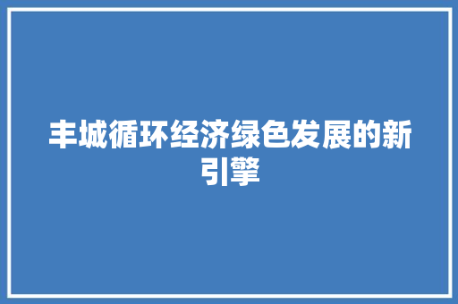 丰城循环经济绿色发展的新引擎