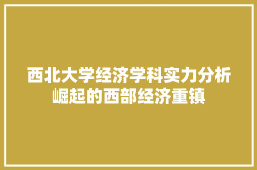 西北大学经济学科实力分析崛起的西部经济重镇 西北大学经济学科实力分析崛起的西部经济重镇