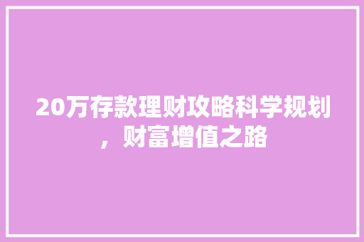 20万存款理财攻略科学规划,财富增值之路 20万存款理财攻略科学规划,财富增值之路