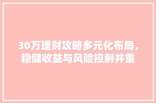 30万理财攻略多元化布局,稳健收益与风险控制并重 30万理财攻略多元化布局,稳健收益与风险控制并重