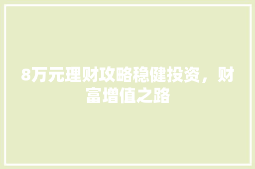 8万元理财攻略稳健投资,财富增值之路 8万元理财攻略稳健投资,财富增值之路