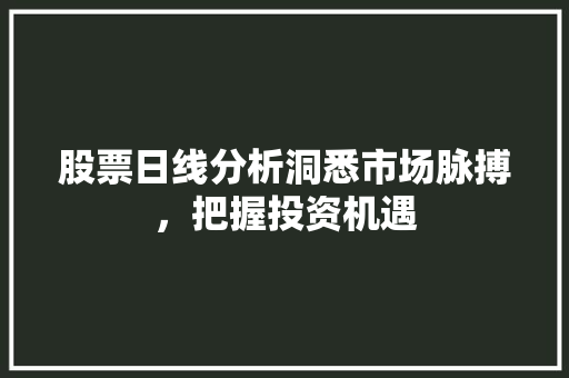 股票日线分析洞悉市场脉搏,把握投资机遇 股票日线分析洞悉市场脉搏,把握投资机遇