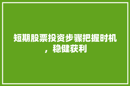 短期股票投资步骤把握时机，稳健获利