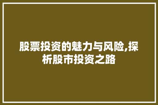股票投资的魅力与风险,探析股市投资之路 股票投资的魅力与风险,探析股市投资之路