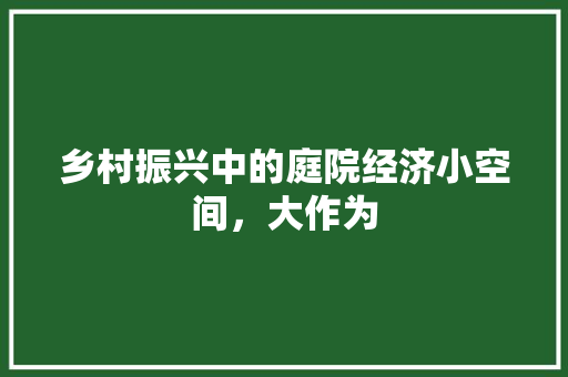 乡村振兴中的庭院经济小空间,大作为 乡村振兴中的庭院经济小空间,大作为