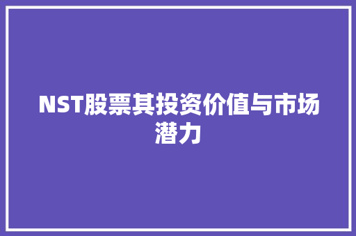 NST股票其投资价值与市场潜力 NST股票其投资价值与市场潜力
