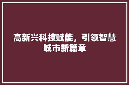 高新兴科技赋能,引领智慧城市新篇章 高新兴科技赋能,引领智慧城市新篇章