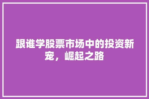 跟谁学股票市场中的投资新宠,崛起之路 跟谁学股票市场中的投资新宠,崛起之路