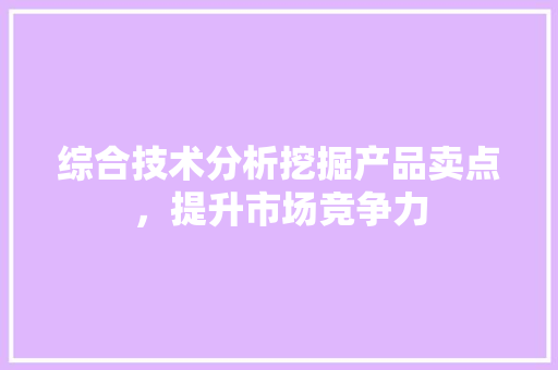 综合技术分析挖掘产品卖点，提升市场竞争力