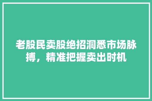 老股民卖股绝招洞悉市场脉搏,精准把握卖出时机 老股民卖股绝招洞悉市场脉搏,精准把握卖出时机