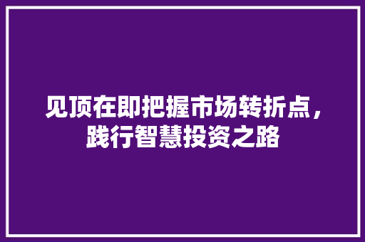 见顶在即把握市场转折点,践行智慧投资之路 见顶在即把握市场转折点,践行智慧投资之路