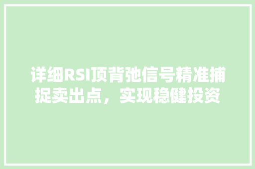 详细RSI顶背弛信号精准捕捉卖出点,实现稳健投资 详细RSI顶背弛信号精准捕捉卖出点,实现稳健投资