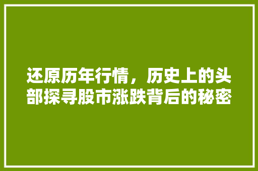 还原历年行情,历史上的头部探寻股市涨跌背后的秘密 还原历年行情,历史上的头部探寻股市涨跌背后的秘密