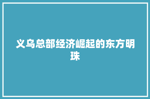 义乌总部经济崛起的东方明珠 义乌总部经济崛起的东方明珠