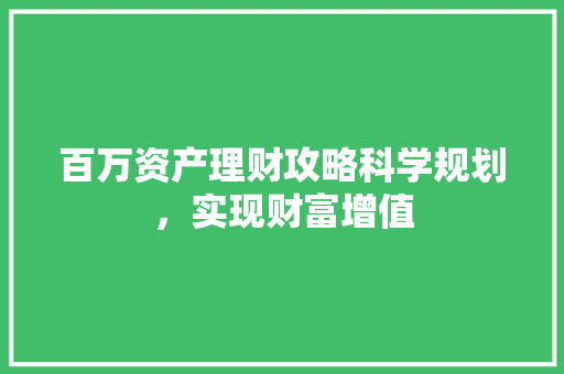 百万资产理财攻略科学规划,实现财富增值 百万资产理财攻略科学规划,实现财富增值