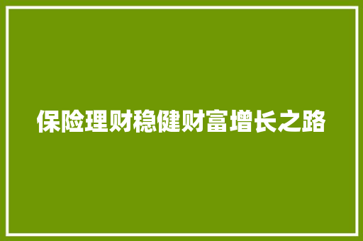 保险理财稳健财富增长之路 保险理财稳健财富增长之路