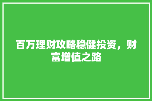 百万理财攻略稳健投资，财富增值之路