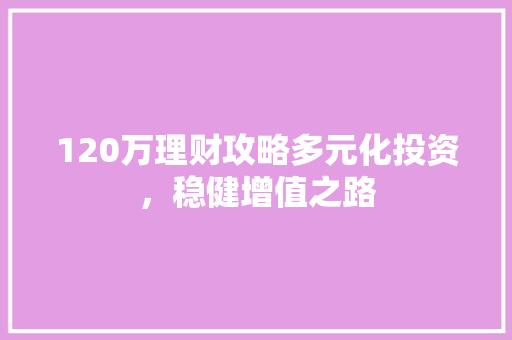 120万理财攻略多元化投资,稳健增值之路 120万理财攻略多元化投资,稳健增值之路