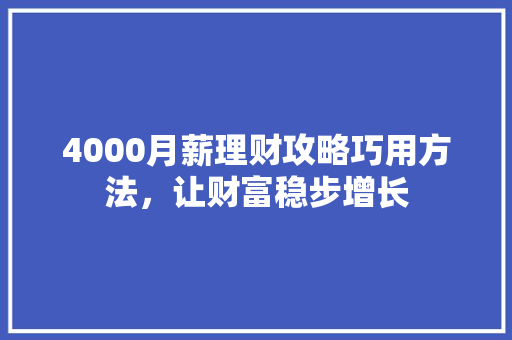 4000月薪理财攻略巧用方法,让财富稳步增长 4000月薪理财攻略巧用方法,让财富稳步增长