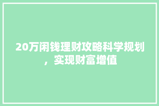 20万闲钱理财攻略科学规划,实现财富增值 20万闲钱理财攻略科学规划,实现财富增值