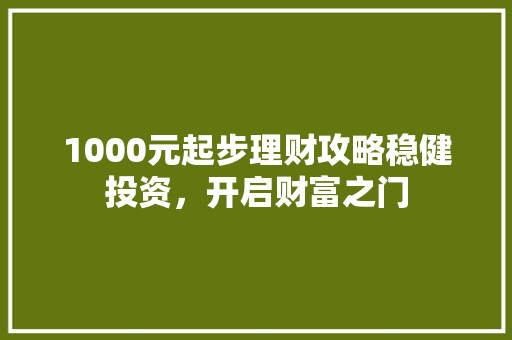 1000元起步理财攻略稳健投资,开启财富之门 1000元起步理财攻略稳健投资,开启财富之门