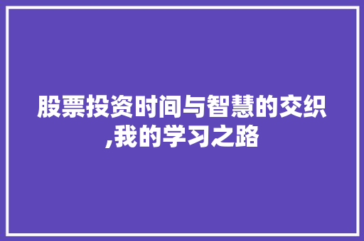 股票投资时间与智慧的交织,我的学习之路