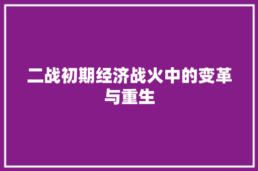 二战初期经济战火中的变革与重生 二战初期经济战火中的变革与重生