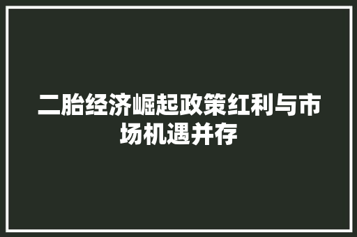 二胎经济崛起政策红利与市场机遇并存 二胎经济崛起政策红利与市场机遇并存