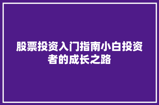 股票投资入门指南小白投资者的成长之路 股票投资入门指南小白投资者的成长之路