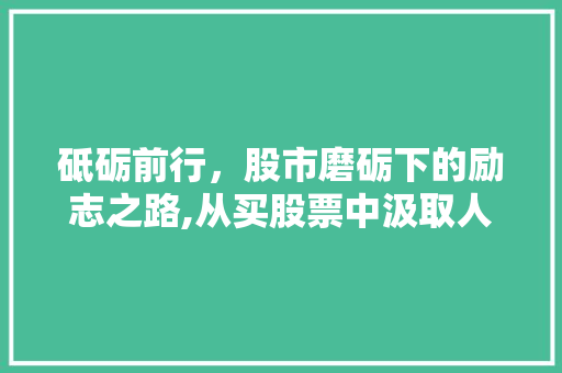 砥砺前行,股市磨砺下的励志之路,从买股票中汲取人生智慧 砥砺前行,股市磨砺下的励志之路,从买股票中汲取人生智慧