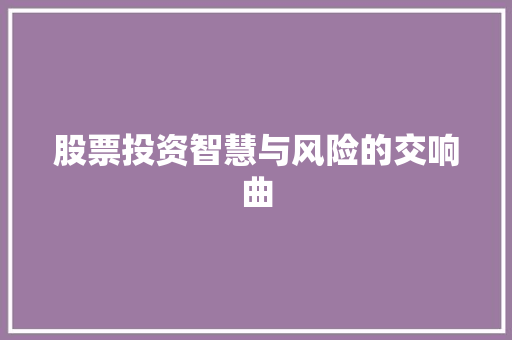 股票投资智慧与风险的交响曲 股票投资智慧与风险的交响曲