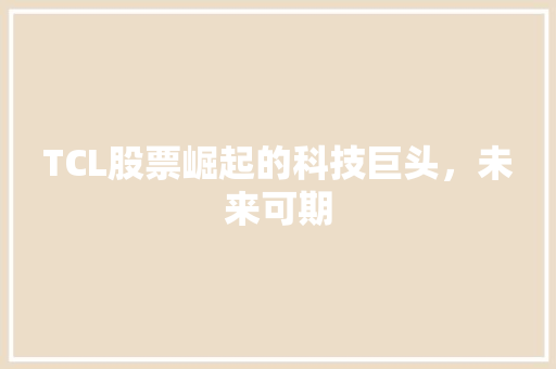 TCL股票崛起的科技巨头,未来可期 TCL股票崛起的科技巨头,未来可期