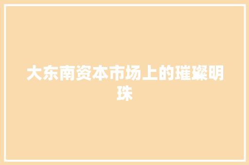 大东南资本市场上的璀璨明珠 大东南资本市场上的璀璨明珠