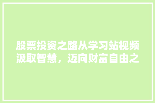 股票投资之路从学习站视频汲取智慧,迈向财富自由之路 股票投资之路从学习站视频汲取智慧,迈向财富自由之路