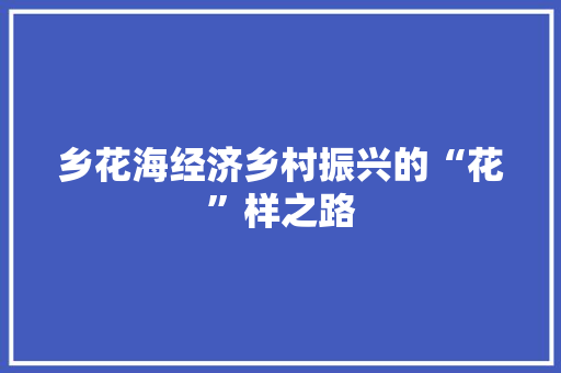 乡花海经济乡村振兴的“花”样之路