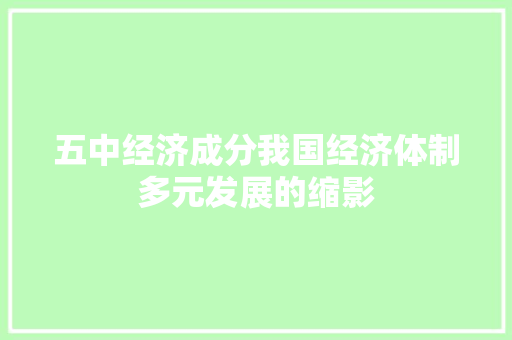 五中经济成分我国经济体制多元发展的缩影 五中经济成分我国经济体制多元发展的缩影