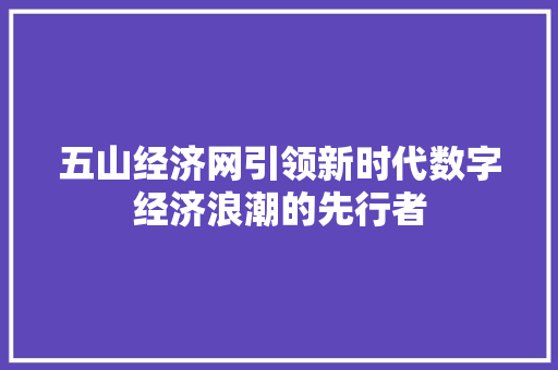 五山经济网引领新时代数字经济浪潮的先行者 五山经济网引领新时代数字经济浪潮的先行者