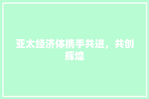 亚太经济体携手共进,共创辉煌 亚太经济体携手共进,共创辉煌