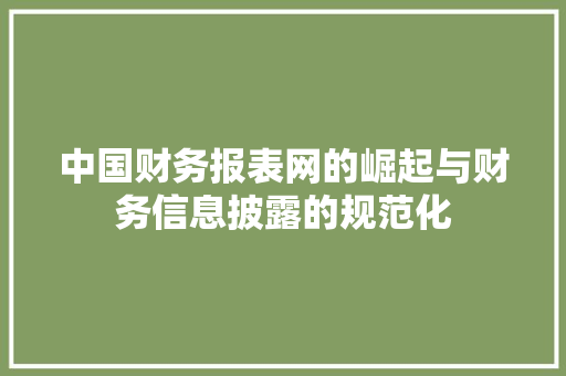 中国财务报表网的崛起与财务信息披露的规范化 中国财务报表网的崛起与财务信息披露的规范化