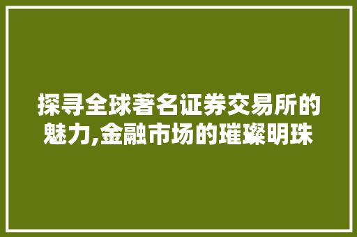 探寻全球著名证券交易所的魅力,金融市场的璀璨明珠 探寻全球著名证券交易所的魅力,金融市场的璀璨明珠