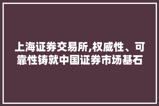 上海证券交易所,权威性、可靠性铸就中国证券市场基石 上海证券交易所,权威性、可靠性铸就中国证券市场基石