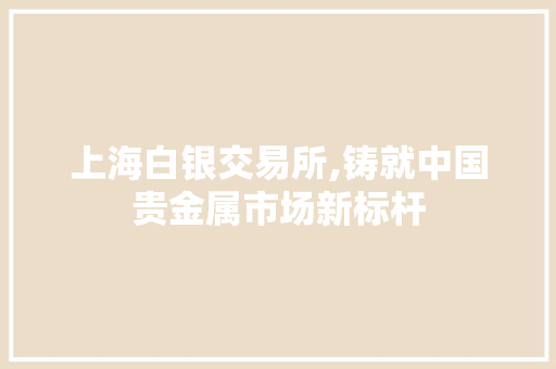 上海白银交易所,铸就中国贵金属市场新标杆 上海白银交易所,铸就中国贵金属市场新标杆