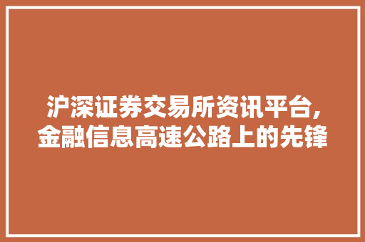 沪深证券交易所资讯平台,金融信息高速公路上的先锋力量 沪深证券交易所资讯平台,金融信息高速公路上的先锋力量