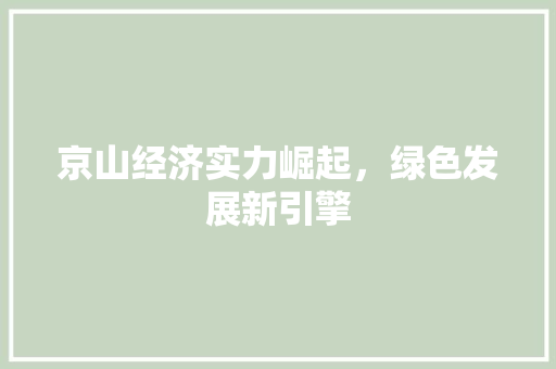 京山经济实力崛起,绿色发展新引擎 京山经济实力崛起,绿色发展新引擎