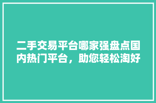 二手交易平台哪家强盘点国内热门平台,助您轻松淘好货 二手交易平台哪家强盘点国内热门平台,助您轻松淘好货