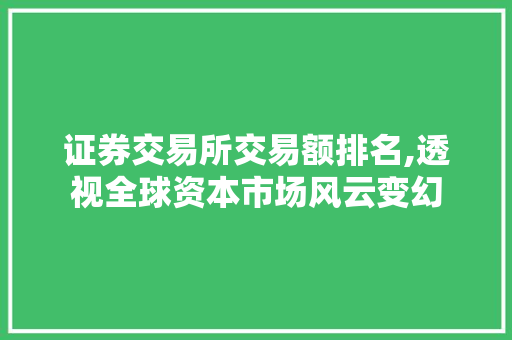 证券交易所交易额排名,透视全球资本市场风云变幻 证券交易所交易额排名,透视全球资本市场风云变幻
