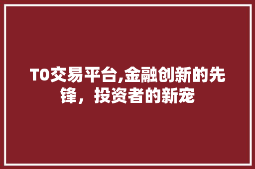 T0交易平台,金融创新的先锋,投资者的新宠 T0交易平台,金融创新的先锋,投资者的新宠