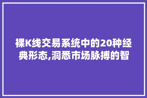 裸K线交易系统中的20种经典形态,洞悉市场脉搏的智慧之眼 裸K线交易系统中的20种经典形态,洞悉市场脉搏的智慧之眼